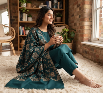 Embroidered suit: Pashmina