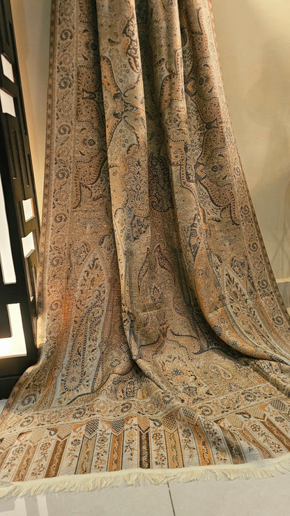 Reversible moonlight gandhara kaani shawl: Pashmina