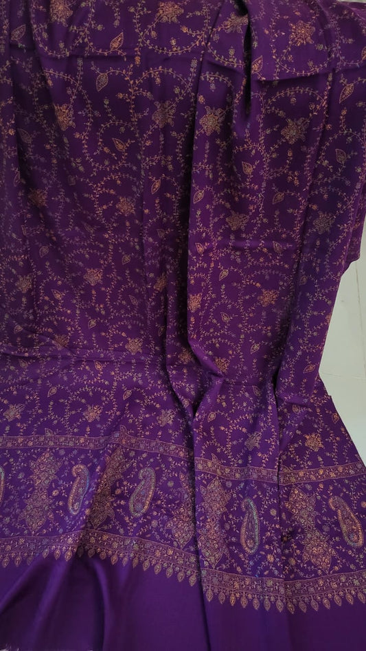 Hand embroidered woolen pashmina shawl