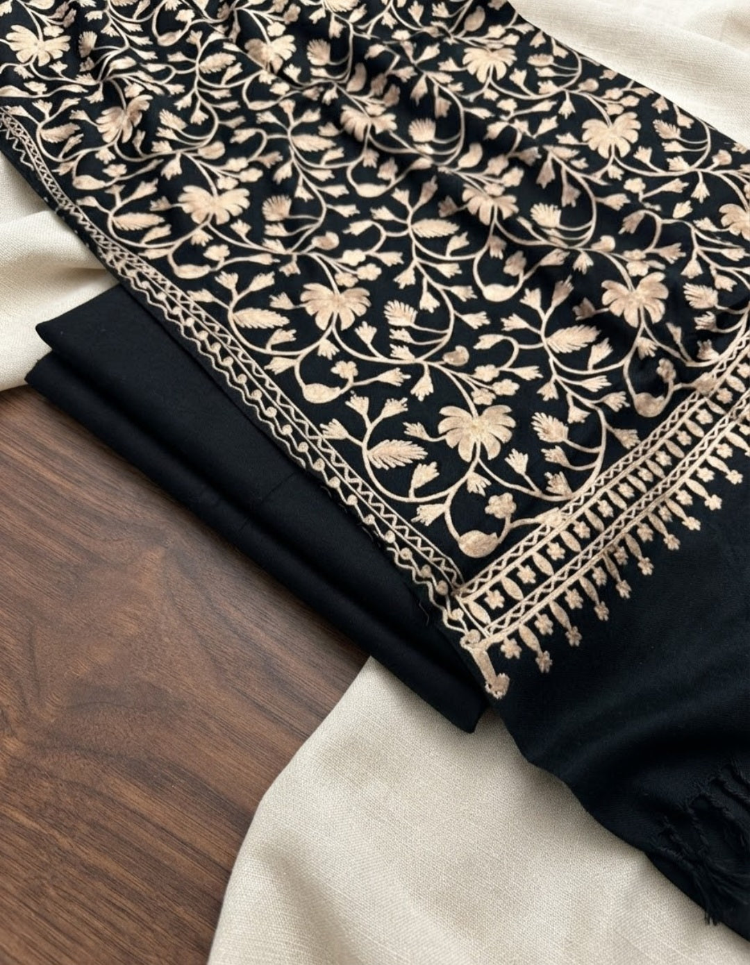 Embroidered three piece: Pashmina