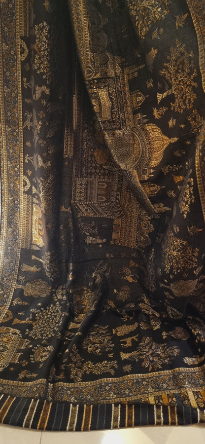 Tajmehal kaani shawl with zaree weave