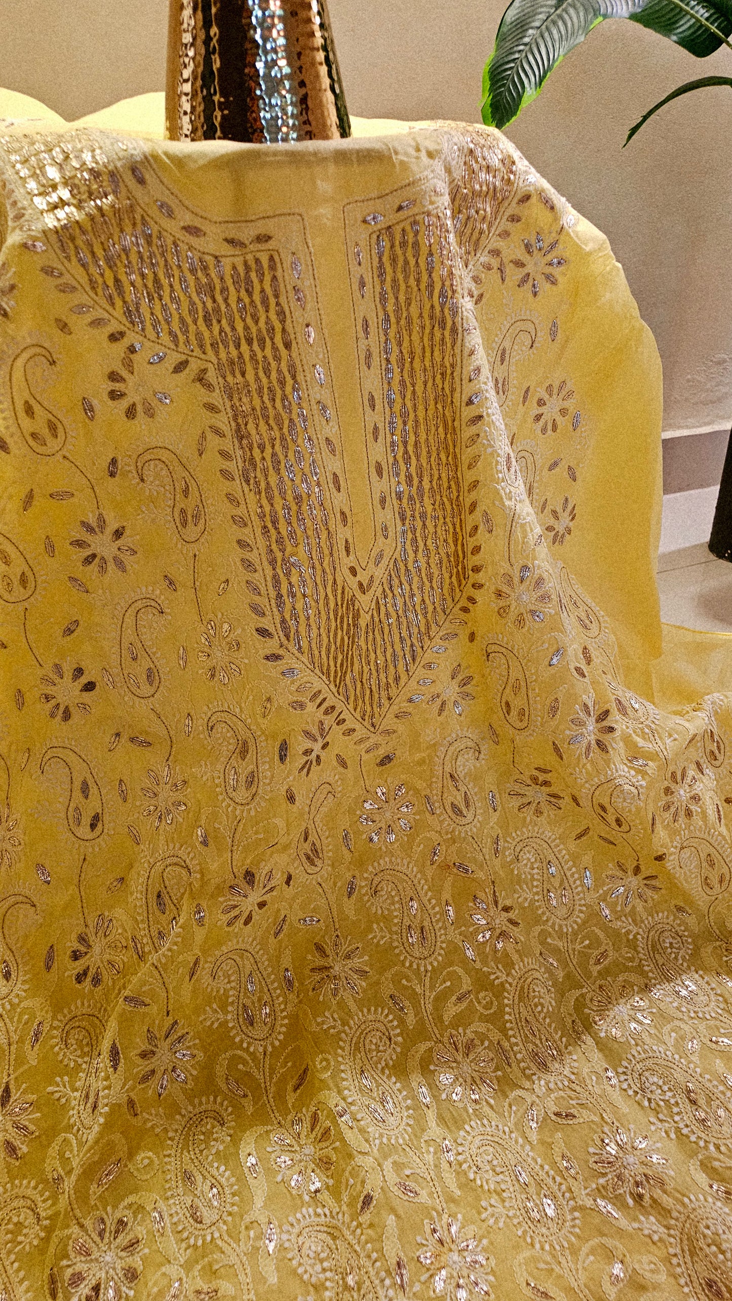 Chikankari shirt with gota work