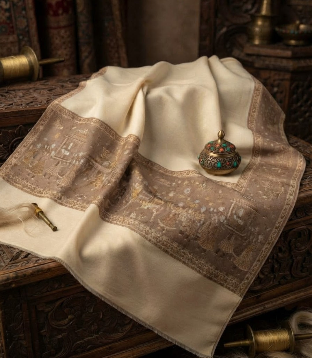 Kaani border shawl: Pashmina