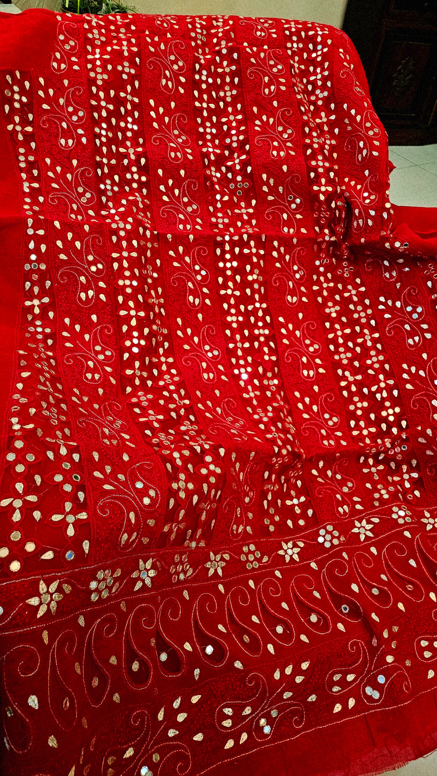 Chikankari with gota and mirror work