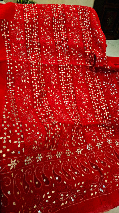Chikankari with gota and mirror work