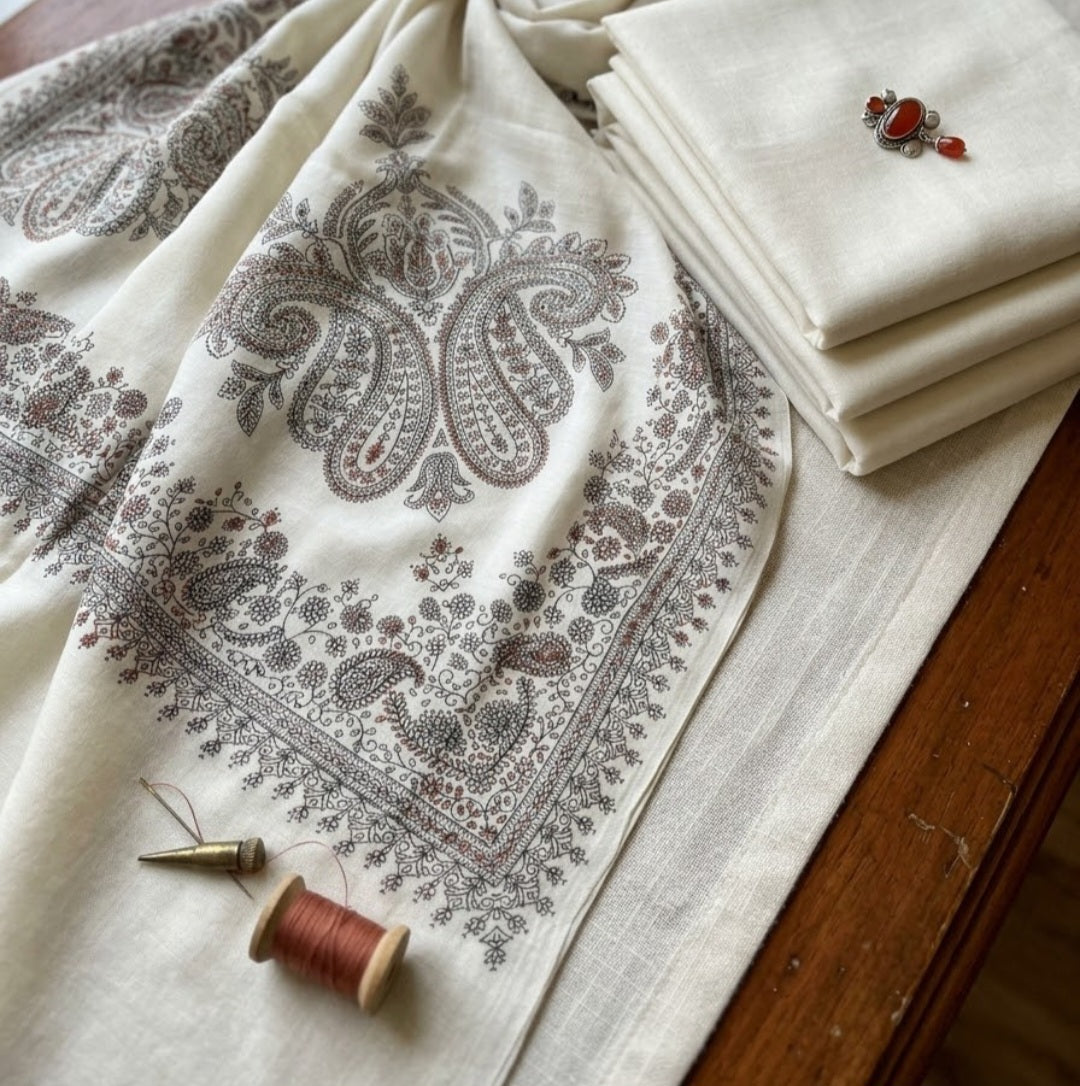 Embroidered suit: Pashmina