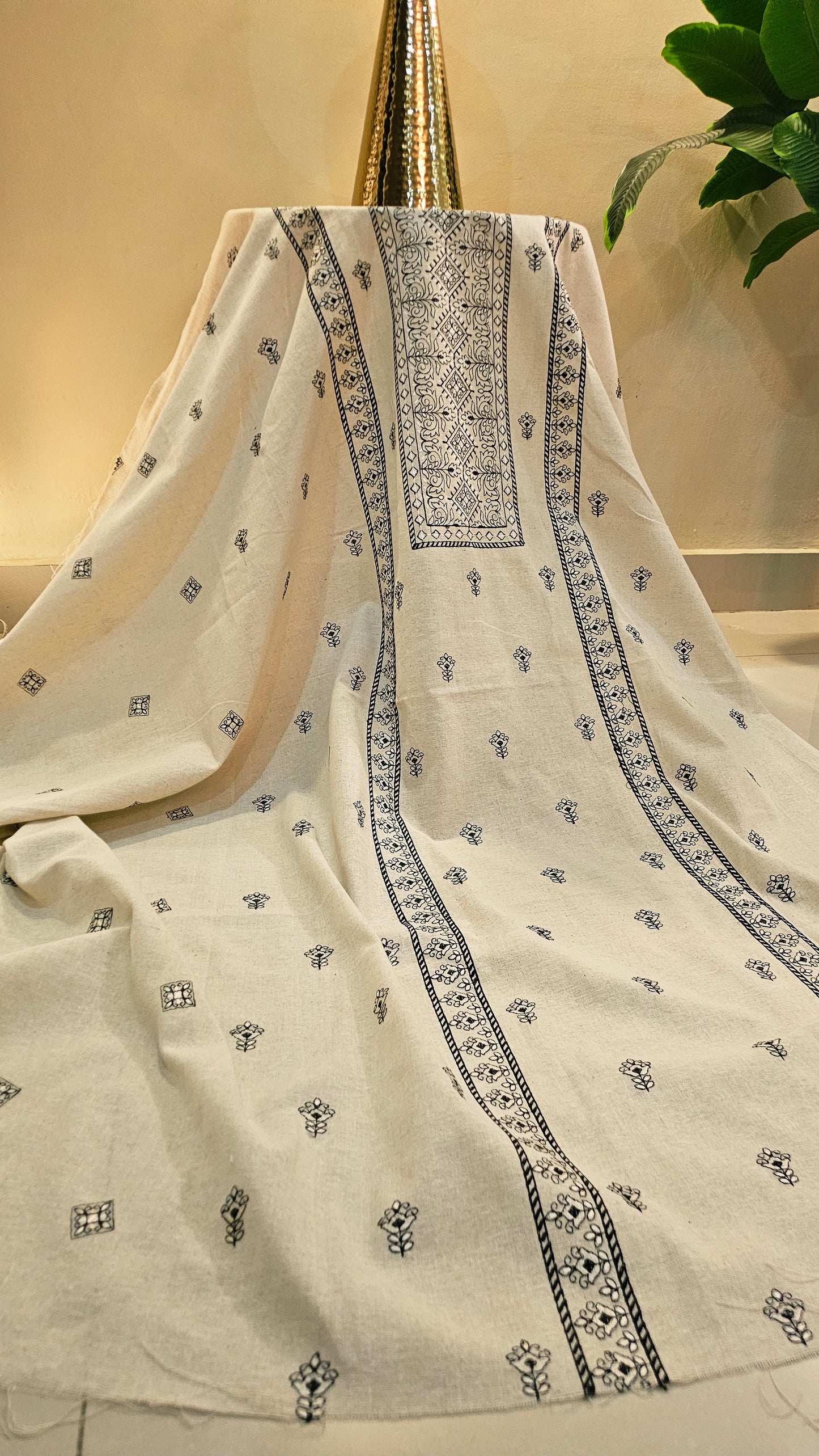 Embroidered three piece: Karandi khaddar