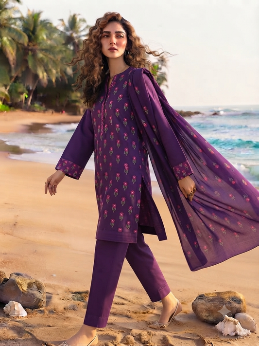 Lawn embroidered: Suit